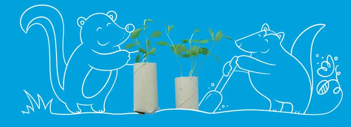 2 DIY-bloempotten van wc-rol en grapefruitschil