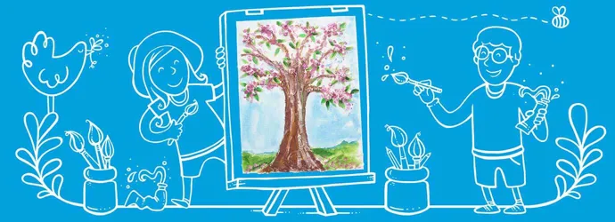 Gelaagde kunstwerken schilderen met kinderen