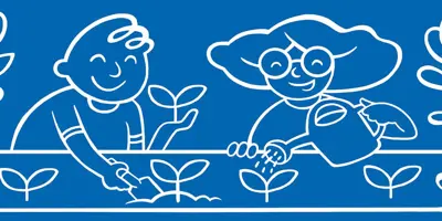 Geïllustreerde kinderen geven planten water in de tuin