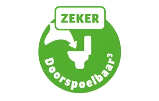 Veilig om door te spoelen, vergelijkbaar met droog toiletpapier