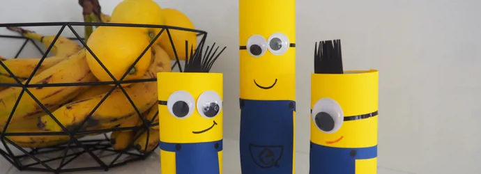 Minionfiguren uit lege Edet-keukenrollen